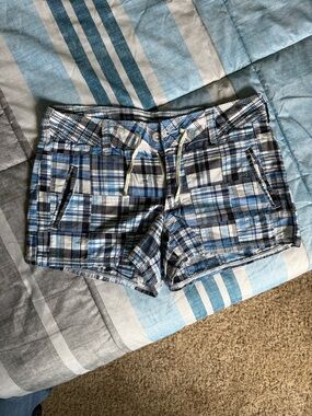 GAP Blue Plaid Drawstring Cargo Shorts